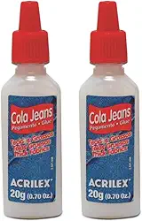 Cola Jeans 20g 17920 Kit com 2 Unidades Alta Fixação para Jeans e Tecidos Grossos | Cola Atóxica Resistente à Água para Reparos e Customizações