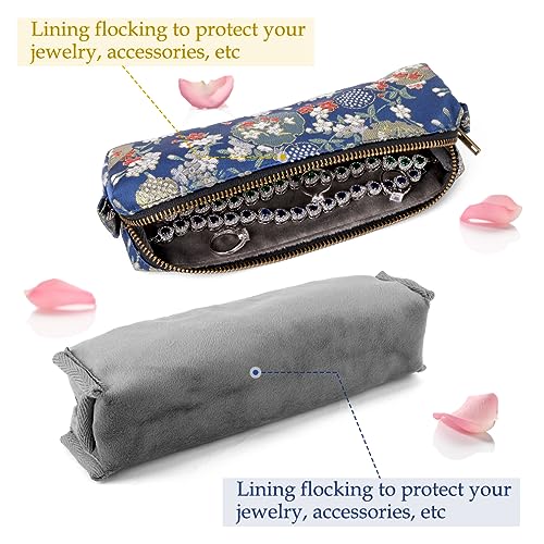 Image of iSuperb Vintage Pencil Case Embroidery Pen Pouch Zipper Pencil Bag Women Makeup Bag for Office Organizer Storage Bag (Dark Blue)