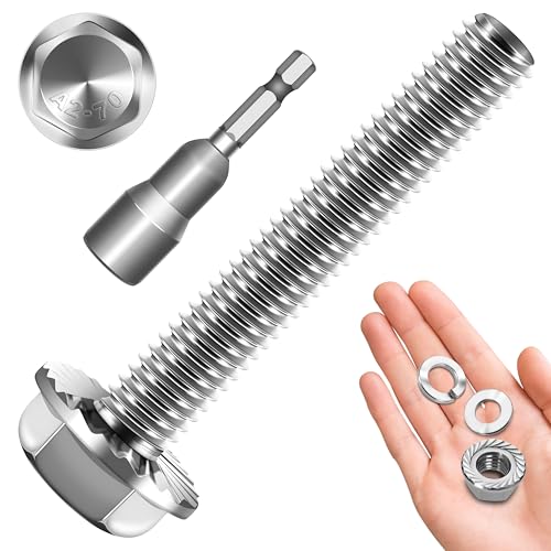 M6x1.0 Bolt (10 Sets) M6 x 40mm Flanged Hex Head Bolts and Nuts Kit, M6 Flange Hexagon Screws with Nuts and Washers, 304 Stainless Steel 18-8 Metric Bolt Assortment, DIN 6921, By Mywish