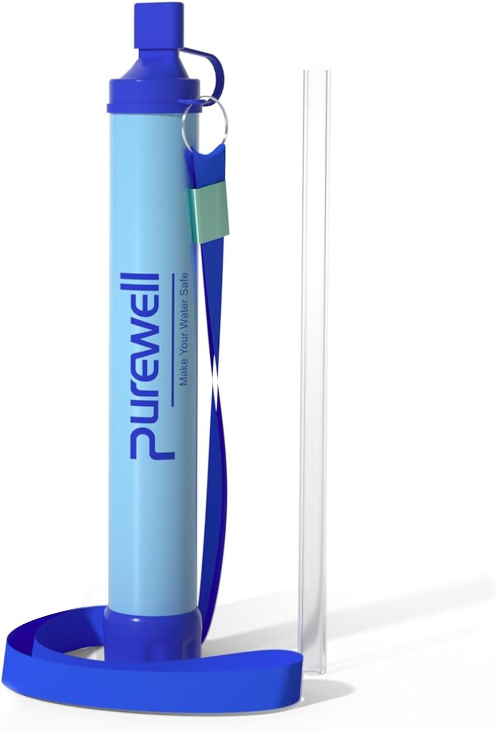 Purewell Outdoor Water Filter – 0.01 μm ultra-fine filter removes 99.99% of bacteria & heavy metals | 1500L filter capacity | Portable drinking water filter with neck strap for survival & outdoor
