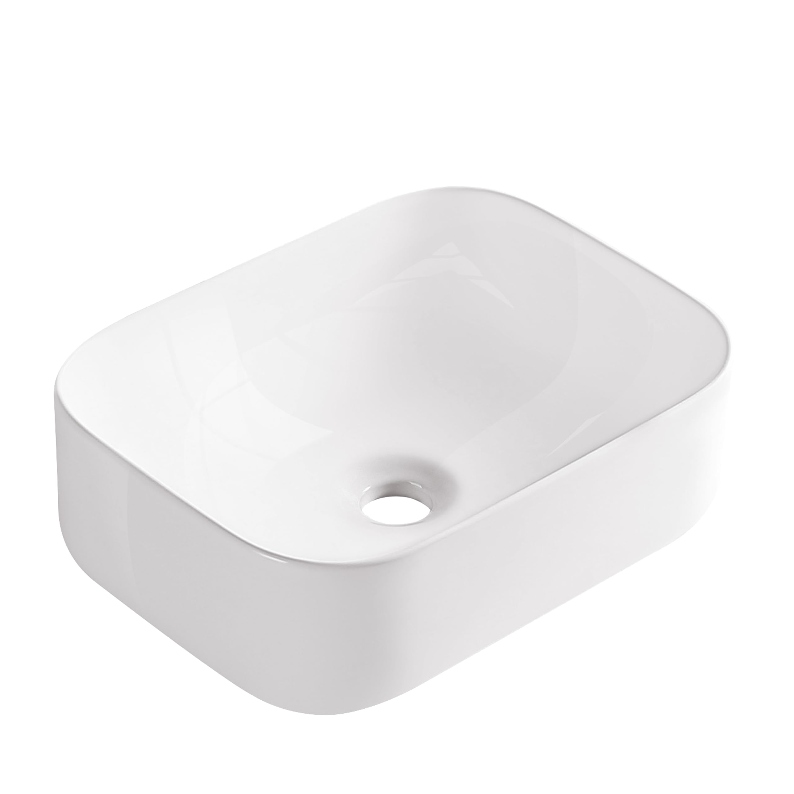 Aquauno LISA Lavabo rectangular de 40,5 x 30 cm, de cerámica blanca, sin orificio para grifo y rebosadero, inodoro de invitados