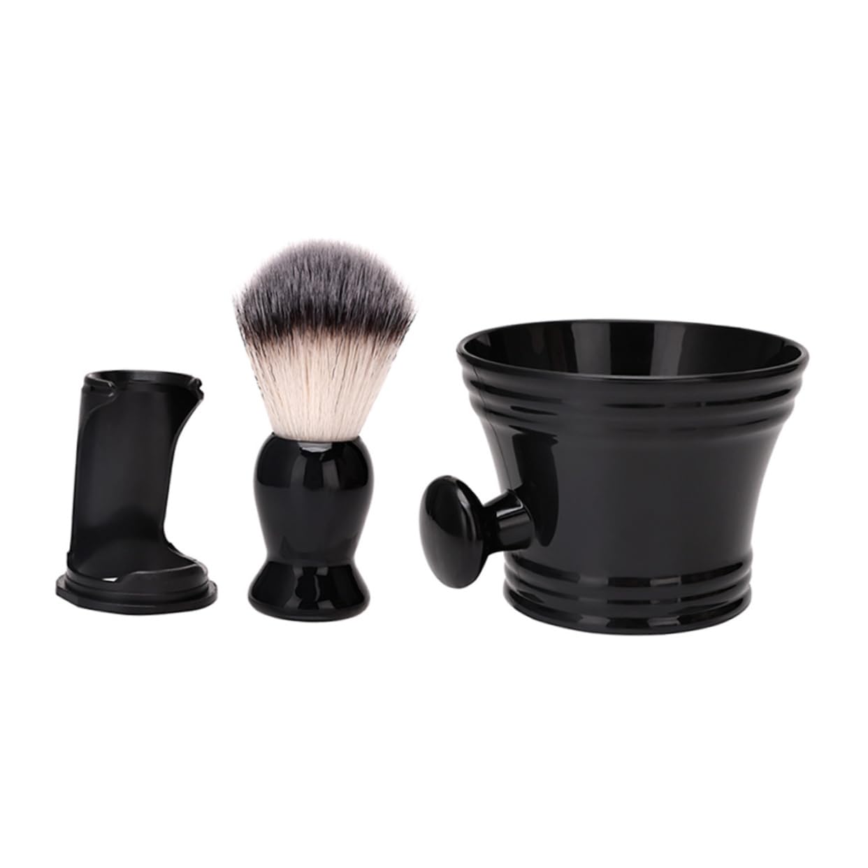 3 Ensembles ensemble de brosse à barbe trousse kit de rasage moussant blaireau homme synthétique Brosse et bol à raser blaireau et bol kit blaireau pour homme barbe de cochon Noir