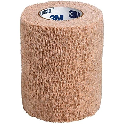 3M Coban Self-Adherent Wrap, Self Adherent Wrap Used to Secure Dressings and Other Devices, Compress or Protect Wound Sites and Immobilize Injuries, Tan, 3"x 5yds, Box of 24 Rolls Cover