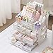 MIUOPUR Makeup Organizer with 3 Large Drawers, Countertop Organizer for Cosmetics, Ideal for Bathroom and Bedroom Vanity Countertops, Desk Storage Holder for Lipstick, Brushes and Nail Polish