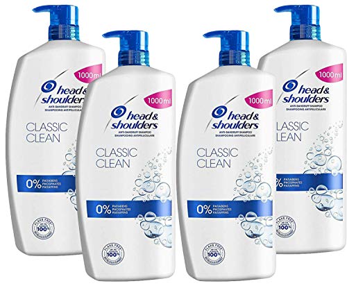 Head and Shoulders Anti Dandruff Shampoo Classic Clean, 33.8 Ounce (Pack of 4)