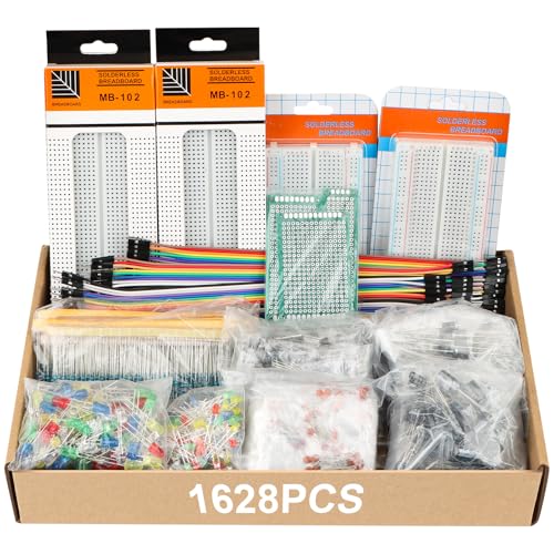 1628PCS Electronic Component Kit breadboard/arduino kit 3mm and 5mm LED Diodes Diodes Ceramic Capacitors Electrolytic Capacitors Resistor Transistor DuPont Wires Circuit Boards PCBS