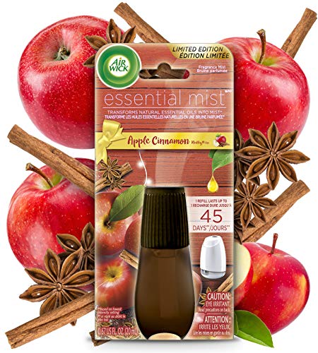 Air Wick Essential Mist, Essential Oils Diffuser, Apple and Cinnamon, 1ct, Fall scent, Fall spray, Air Freshener, Packaging May Vary