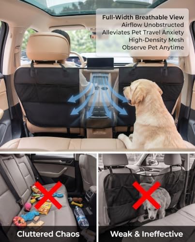 Cxprctpu Dog Car Barrier, 600D Oxford Pet Divider with Storage Pockets — view 3