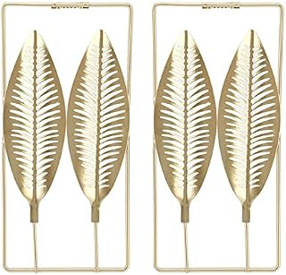 Les-Theresa Gold Metal Wall Decor 2pcs Gold Wall Decor, Gold Wall Sculptures With Frame, Wall Decoration For Living Room Gold, Bedroom, Office Study