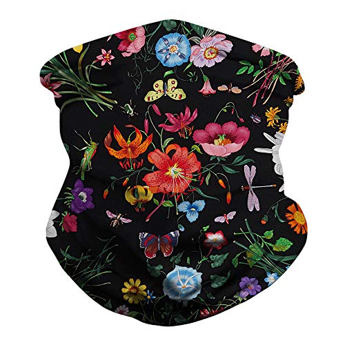 Bandana Face Mask for Men and Women, Floral Print Reusable Face Cover for Dust Festivals Sports Party Outdoor Elastic Headband O
