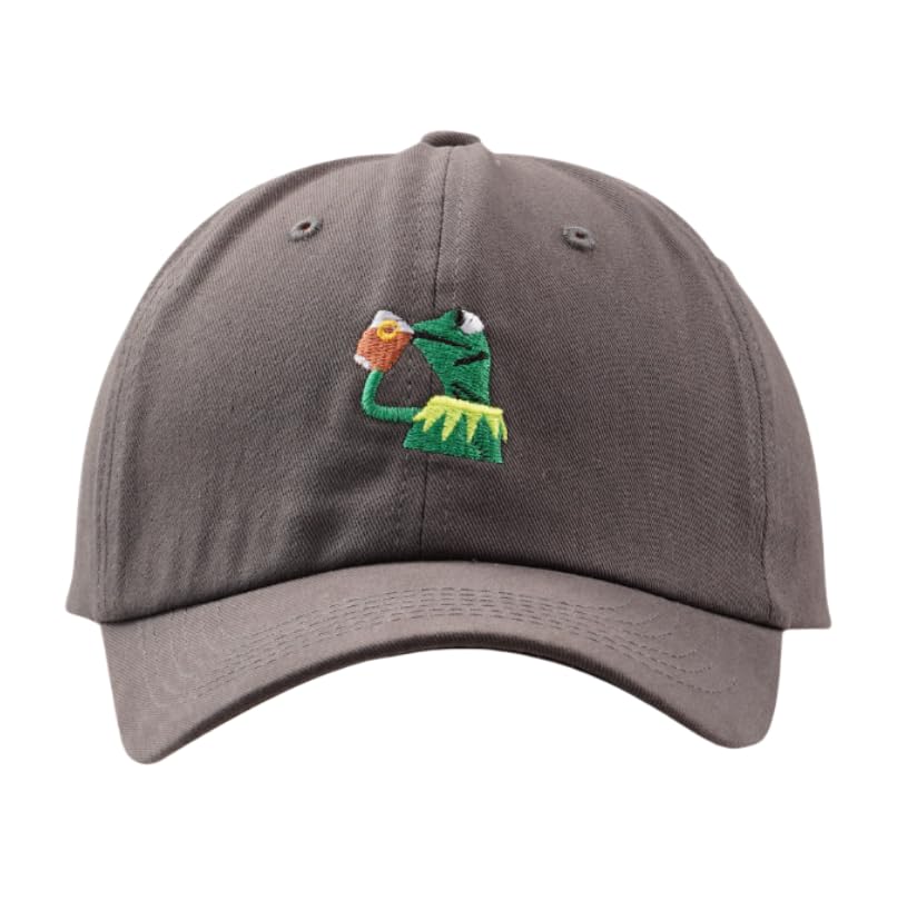 Raylarnia Kermit The Frog Embroidered Baseball Cap - Adjustable Funny Dad Hat for Men Women Grey