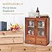 Geometric Motif Mahogany Storage Cabinet with Floral-Embossed Pressed Glass Doors – Victoria Floral Patterned Display Cupboard with 2 Drawers for Kitchen, Pantry and Countertop Organization