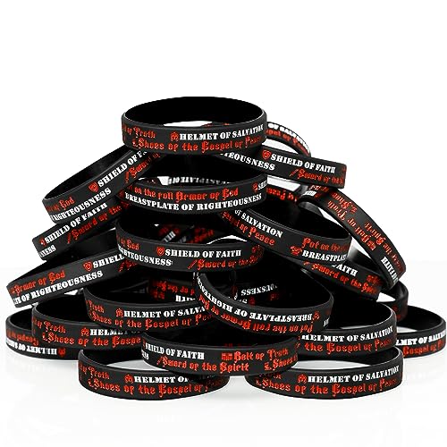 xiheer 30 Pcs Armor of God Bracelets Silicone Wristband Ephesians 6:10-18