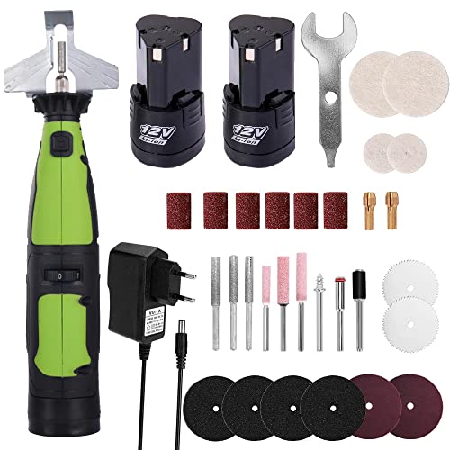 Kit de afilador de Cadenas de motosierra inalámbrica Eléctrica con 2 baterías juego de herramientas de afilar 20000rpm sierra Multifunción Maquina (Verde)