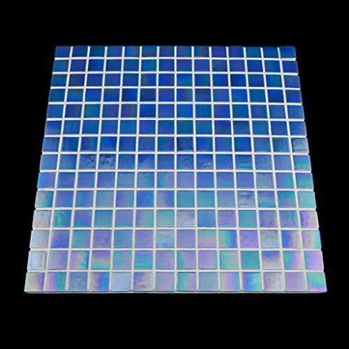 Urbn Contemporary Ocean Blue Iridescent Glass Mosaic Tile For Kitchen And Bath - Single Sheet (13 Inches X 13 Inches, 1.15 Sq Ft) #TOP4