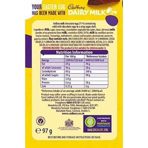 'Cadbury Dairy Milk Mini Eggs Chocolate Easter Egg, 97g' Grocery Compare prices for the UK's