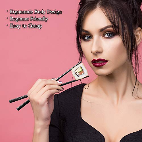 SUPJOYES 5 Pairs Fiberglass Chopsticks - Reusable Chopsticks Dishwasher Safe, Japanese Chinese Chop Sticks with Wave Pattern, 9 1/2 Inches - Image 6