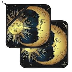 Golden Sun Moon Stars Black Sky