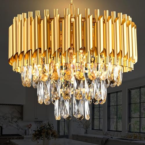Image of Virya Chandelier for Living Room Modern Ceiling Light Jhumar for Hall Light for Living Room (Golden, 400mm)