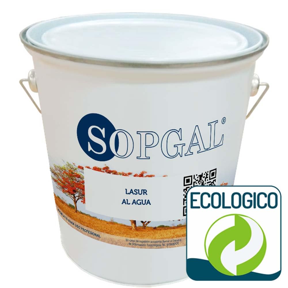 Barniz Poro Abierto para Madera 4L Base Agua Nogal Sopgal | Penetra sin formar película. Realza la veta, repele el agua y permite que la madera transpire. Interior y exterior.