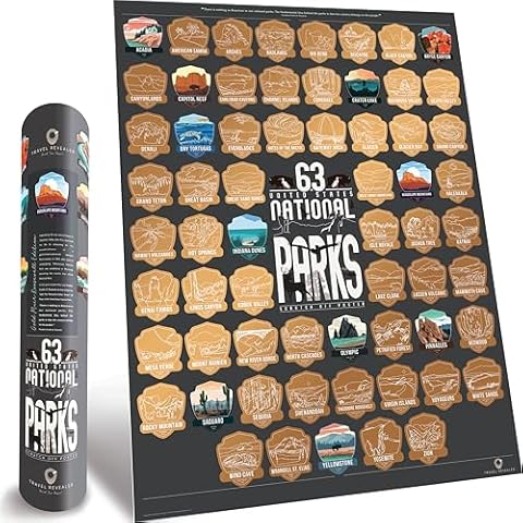 National Parks Scratch Off Poster 17x24" Large US National Parks Scratch Off Map | All 63 National Parks of the United States - Travel Bucket List - Gift for Travelers - Road Trip Adventure Checklist - Pop Chart Bucket List Cover