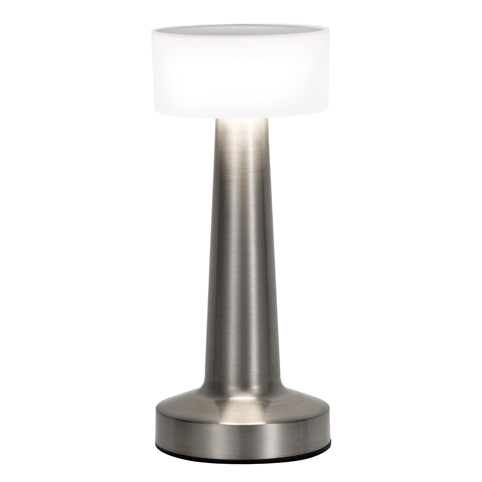 ZOOPEEN Cordless Table Lamp with Touch Control,2800mAH Rechargeable Battery Operated Desk Lamp,3 Color Dimmable Small Portable Bedside Lamps for Bedroom Dining Room Patio Restaurant Bar Hotel Silver