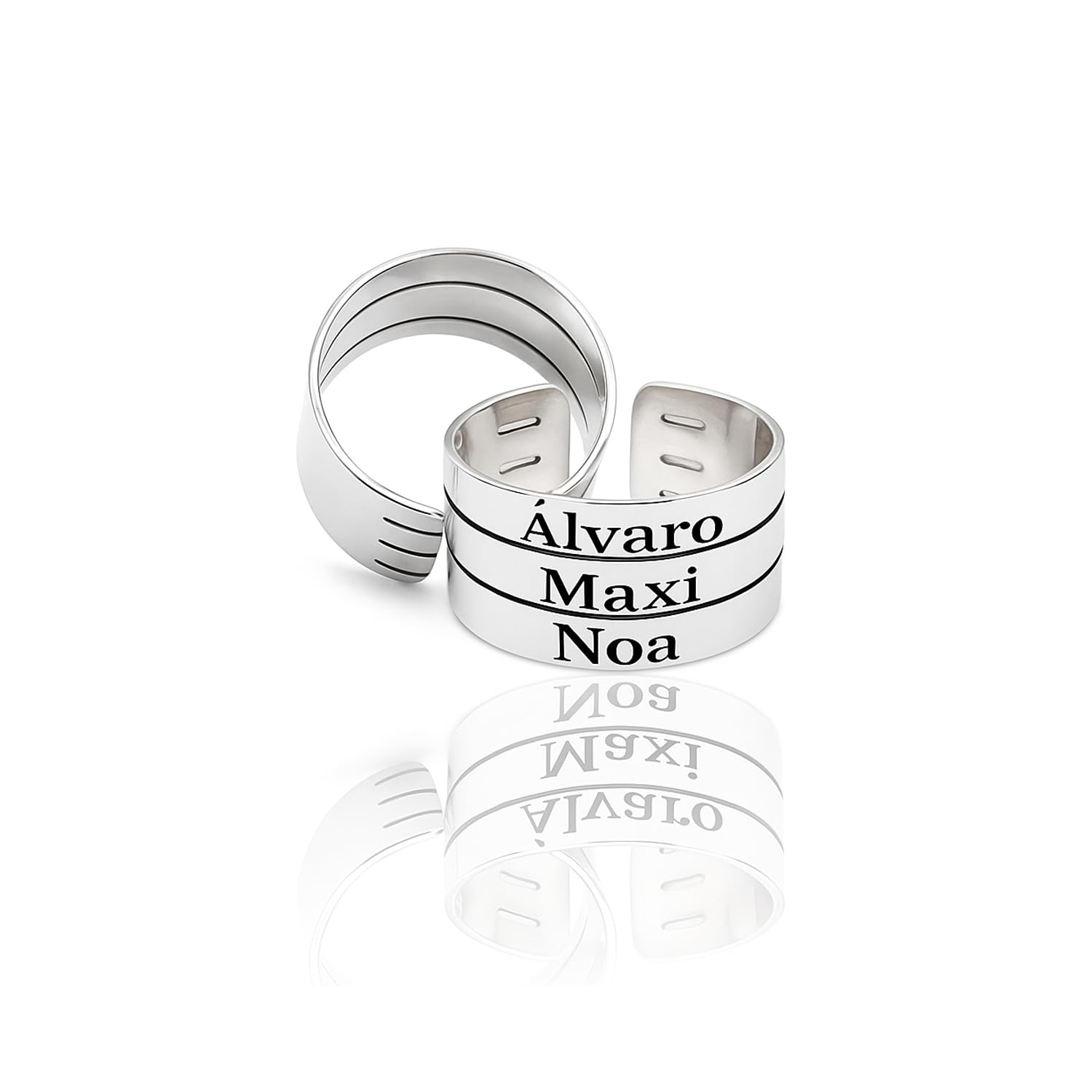 Anillo de Nombres Personalizado para Mujer – Plata 925 Ajustable – Joya Grabada, Regalo Perfecto para Mamá