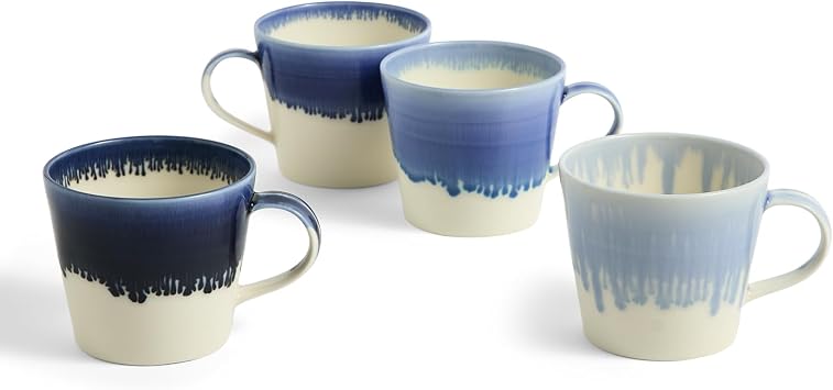 Royal Doulton 1815 Pacific Glaze Mug 400ml 13.5oz Blue Set of 4