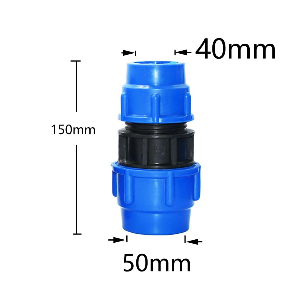 MiJunHD PE Pipe Reducing Straight Connector,50mm to 40mm Reducer Coupler Connection Plastic Quick Fittings for Garden & Agriculture Watering (1 Piece) - Image 2