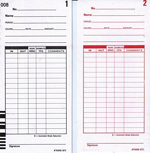 LathemTime Card for Lathem Model 7000E, Numbered 1-100, Two-Sided, 100 per Pack (Case of 6)