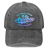 Aruba Happy Island Craibbean Souvenir Pride Vintage Hats for Mens Stylish Light Grey