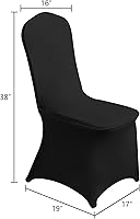 Vista 3 de SUPERO Funda impermeable de poliéster y elastano para silla (100 unidades, color negro) - Fundas elásticas para sillas de comedor, protector
