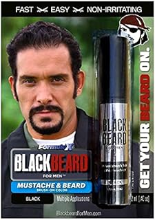 Blackbeard for Men Formula X Instant Mustache, Beard, Eyebrow and Sideburns Color - Fast, Easy, Men’s Grooming, Beard Dye Alternative, Black, 1 Pack