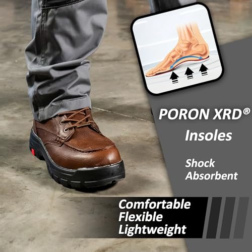 Image of ROCKROOSTER Work Boots for Men, 6 inch Wide Moc Toe Durable Rubber Outsole Work Boot(AK370-AK371-AK372)