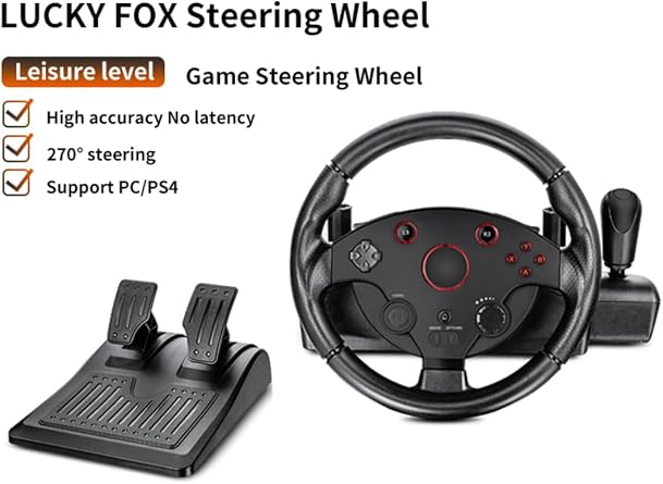 İMEXTECH 270 Derece Yarışçı Oyun Direksiyonu, PS4/PS3/Xbox One/Xbox 360/PC ile Uyumlu, Siyah BBT6Direksiyon