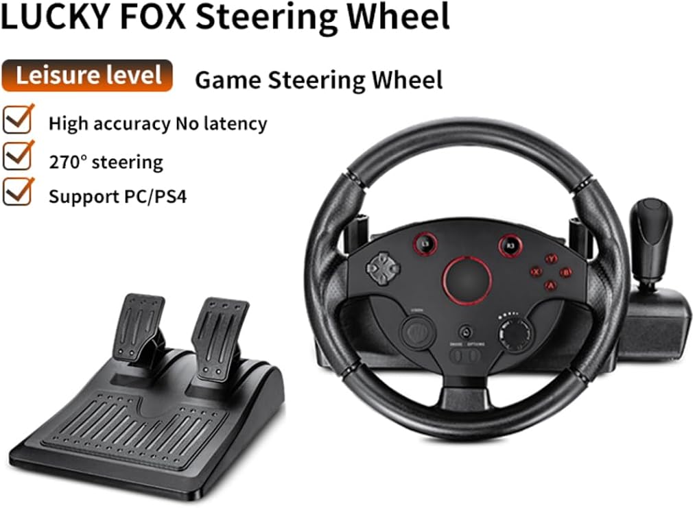 İMEXTECH 270 Derece Yarışçı Oyun Direksiyonu, PS4/PS3/Xbox One/Xbox 360/PC ile Uyumlu, Siyah BBT6Direksiyon