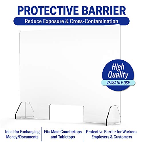 Protective Sneeze Guard for Counter and Desk Freestanding Clear