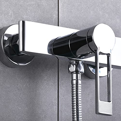 Grifos de baño con cabezal de ducha de mano monomando de pared 5