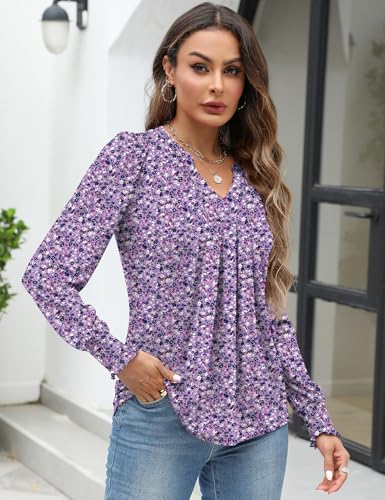 Womens V Neck Long Sleeve Blouses Tops 2025 Fall Fashion Ruffle Cuffs Dressy Casual T-Shirts2