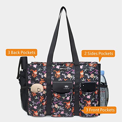 Image of TOPDesign Utility Water Resistant Tote Bag with 13 Pockets, Top Zipper Closure & Thick Bottom Support, for Working Women