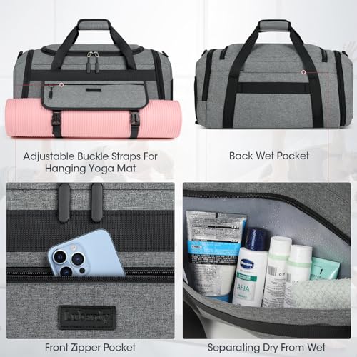 Image of IGOLUMON Gym Bag for Men 55L Sports Duffel Bags Gym Duffle Bag Women with Shoe Compartment & Wet Pocket Water Resistant Travel Duffel Bag Lightweight Weekender Overnight Bag Gray