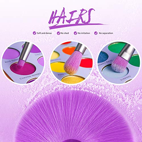 Docolor Makeup Brushes 10 Piece Neon Purple Makeup Brush Set Premium Synthetic Kabuki Foundation Blending Face Powder Mineral Eyeshadow Make Up Brushes Set