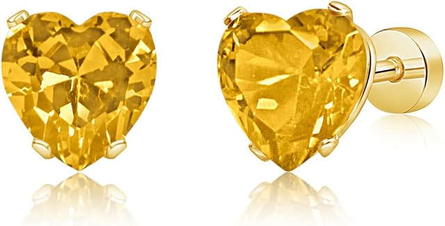 LAZURIS LONDON Heart Crystal Stud Earrings with Screw-on Back for Women & Girls - Jewellery Earrings Gift for Girls & Women & All