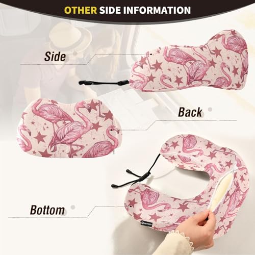Image of ALAZA Vintage Flamingo Stars Travel Neck Pillow Memory Foam Neck Pillow with Storage Bag,Soft Travel Pillow for Sleeping Travel Airplane Car Office Home