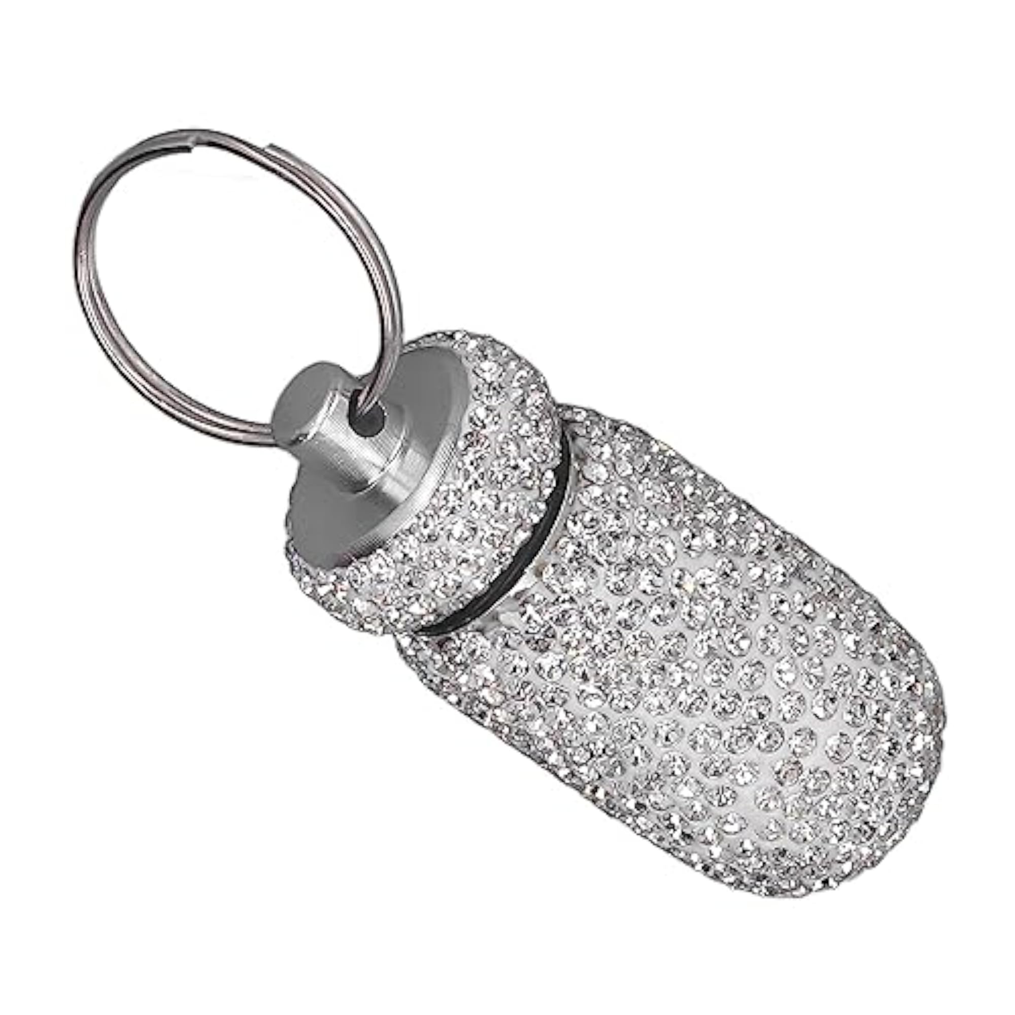 Delicate Keyring Rhinestone Medicine Bottle Storage for Travel