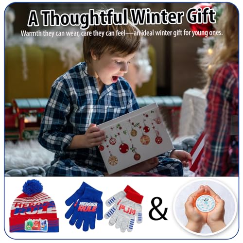 Image of PJ Masks Winter Hat and 2 Pair of Gloves or Mittens Set (Age 2-7)