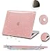 Anban Compatible with MacBook Air 13 inch Case 2022 2021 2020 2019 2018 M1 A2337 A2179 A1932, Glitter Plastic Hard Shell+Keyboard Cover+Screen Protector for MacBook Air 13.3 inch Case, Shiny Rose Gold