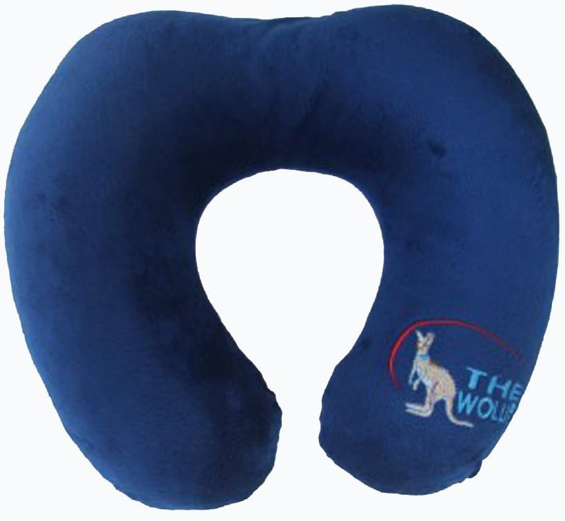 Wollip Memory Foam Airplane Travel Neck Support Pillow with Removable, Washable Cover and Carrying Strap – for Plane, Car, Bus, Train Travel