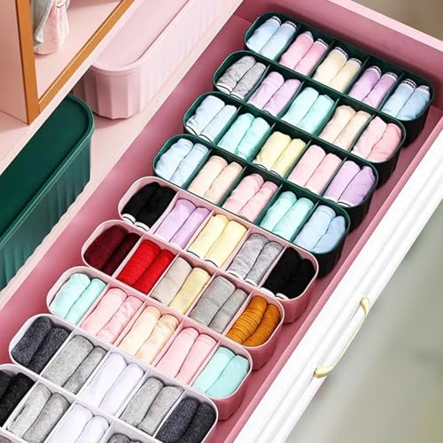 Image of JD FRESH Plastic Wardrobe Organizer for Storage /Storage Box for Wardrobe /Drawer Organizers for Underwear /Socks /Ties /Closet Dividers /Innerwear Organiser for Wardrobe,(Multi-Color,Pack of 4),Assorted