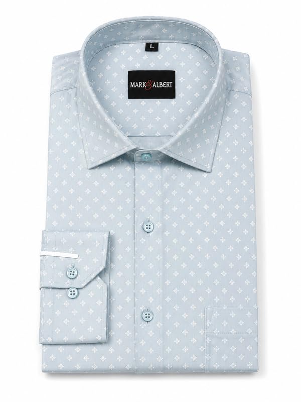 mark & albert Men's Printed Full Sleeves Regular Fit Shirt Blue-picture-34